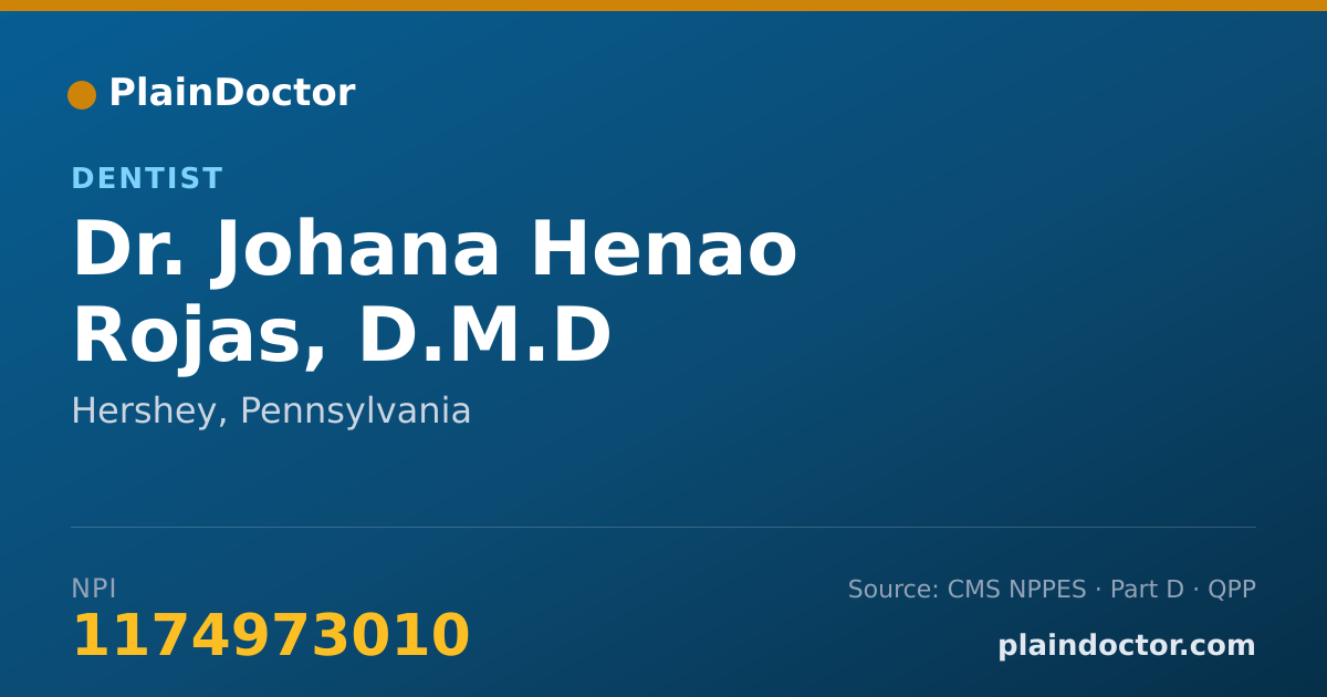 Shareable card for Johana Henao Rojas, D.M.D - Dentist, Hershey, PA