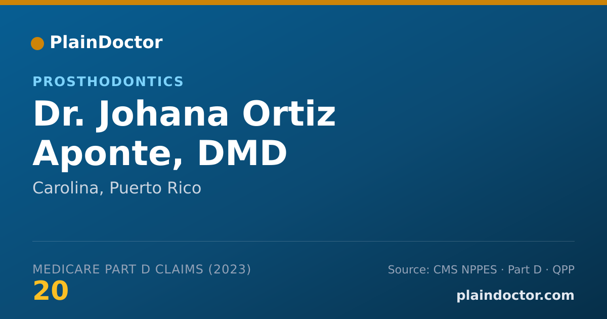 Shareable card for Johana Ortiz Aponte, DMD - Prosthodontics, Carolina, PR