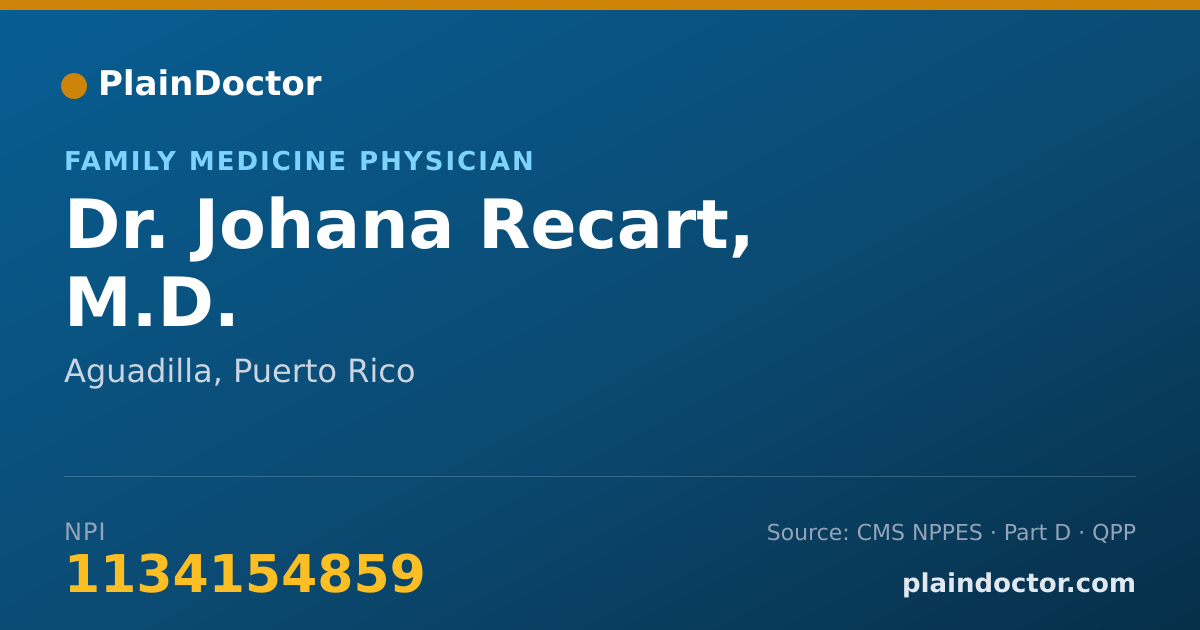 Shareable card for Johana Recart, M.D. - Family Medicine Physician, Aguadilla, PR