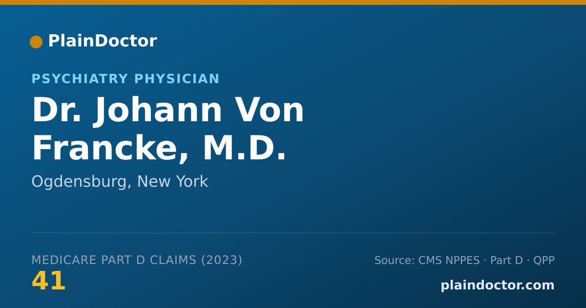 Shareable card for Johann Von Francke, M.D. - Psychiatry Physician, Ogdensburg, NY