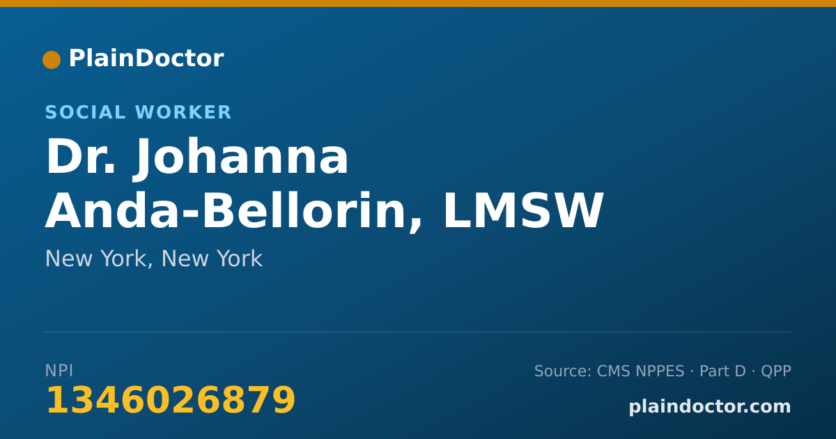 Shareable card for Johanna Anda-Bellorin, LMSW - Social Worker, New York, NY