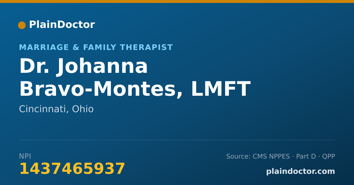Shareable card for Johanna Bravo-Montes, LMFT - Marriage & Family Therapist, Cincinnati, OH