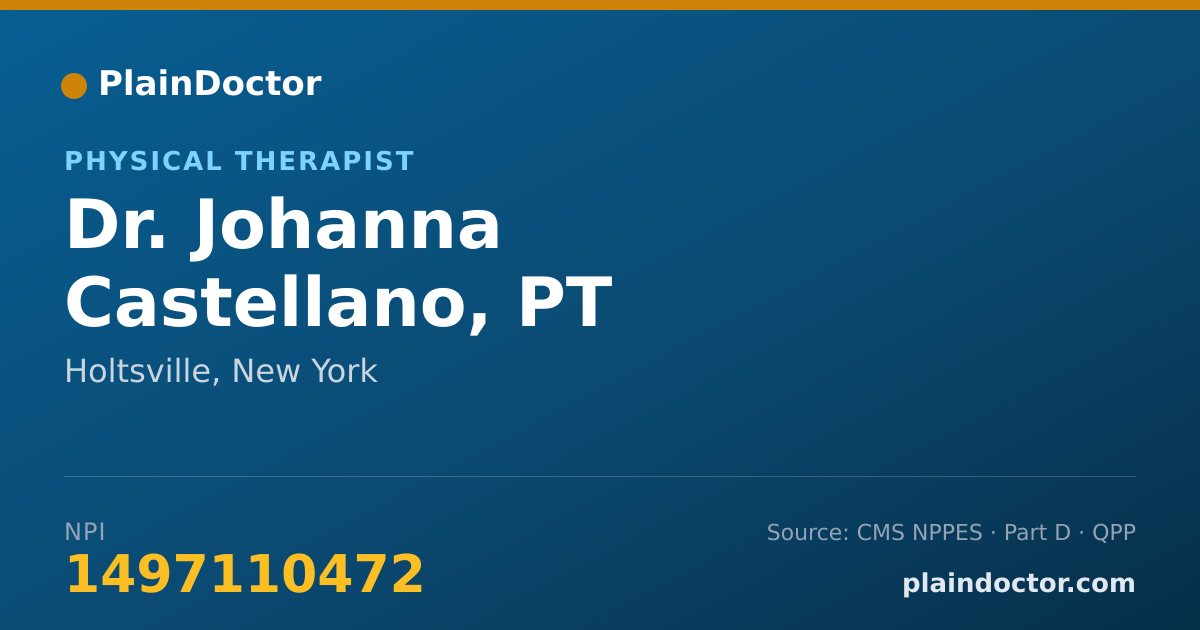 Shareable card for Johanna Castellano, PT - Physical Therapist, Holtsville, NY