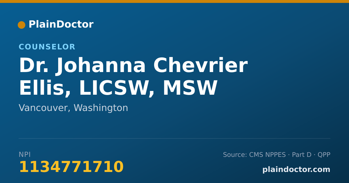 Shareable card for Johanna Chevrier Ellis, LICSW, MSW - Counselor, Vancouver, WA
