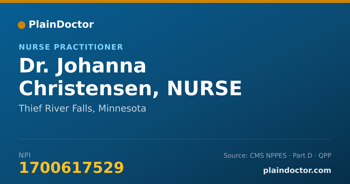 Shareable card for Johanna Christensen, NURSE PRACTITIONER - Nurse Practitioner, Thief River Falls, MN