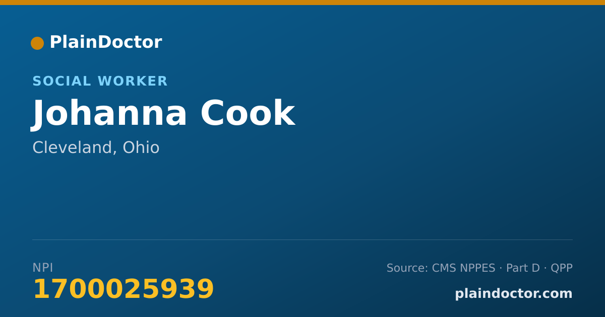 Shareable card for Johanna Cook - Social Worker, Cleveland, OH