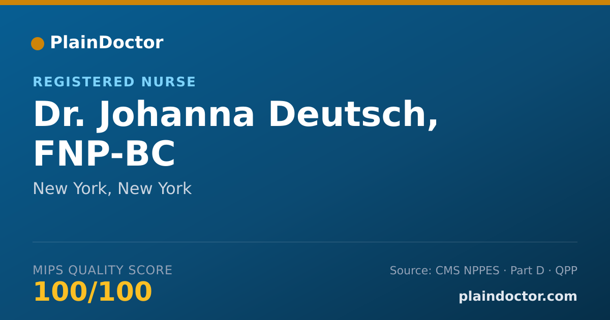 Shareable card for Johanna Deutsch, FNP-BC - Registered Nurse, New York, NY