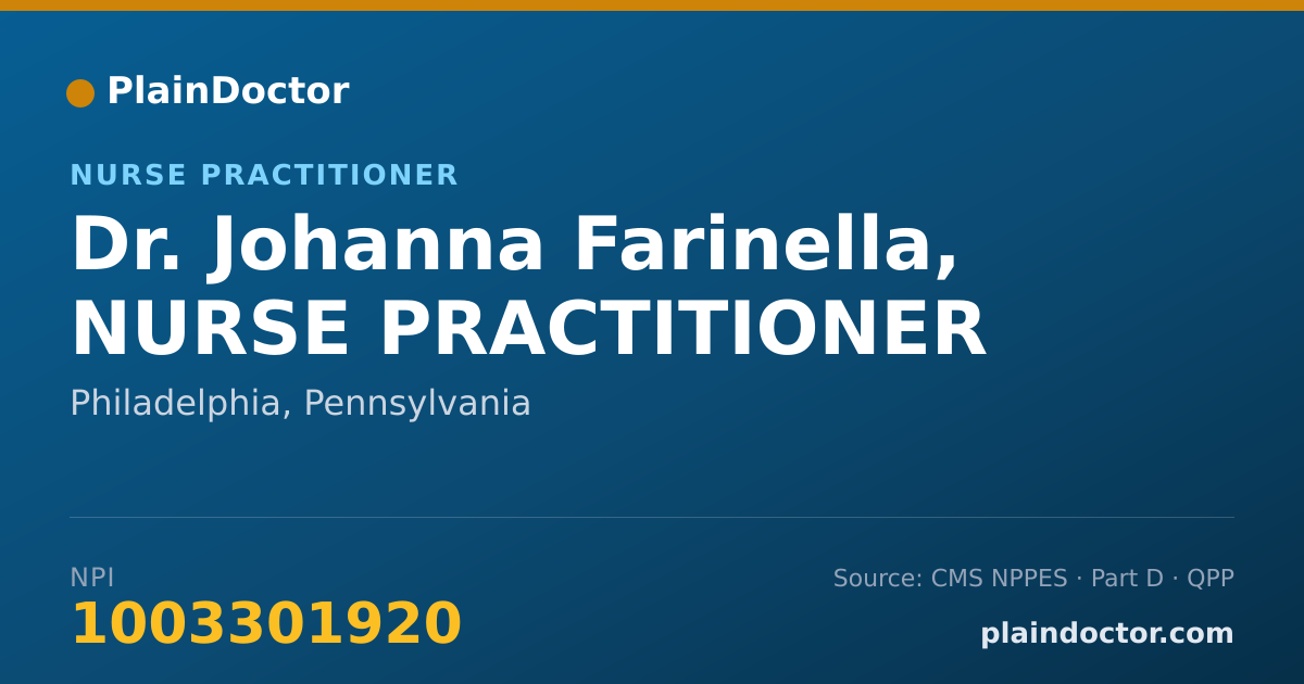 Shareable card for Johanna Farinella, NURSE PRACTITIONER - Nurse Practitioner, Philadelphia, PA