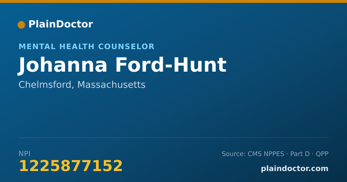 Shareable card for Johanna Ford-Hunt - Mental Health Counselor, Chelmsford, MA
