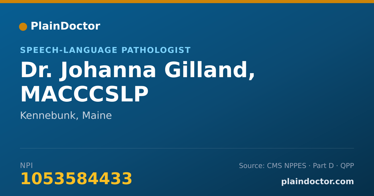 Shareable card for Johanna Gilland, MACCCSLP - Speech-Language Pathologist, Kennebunk, ME