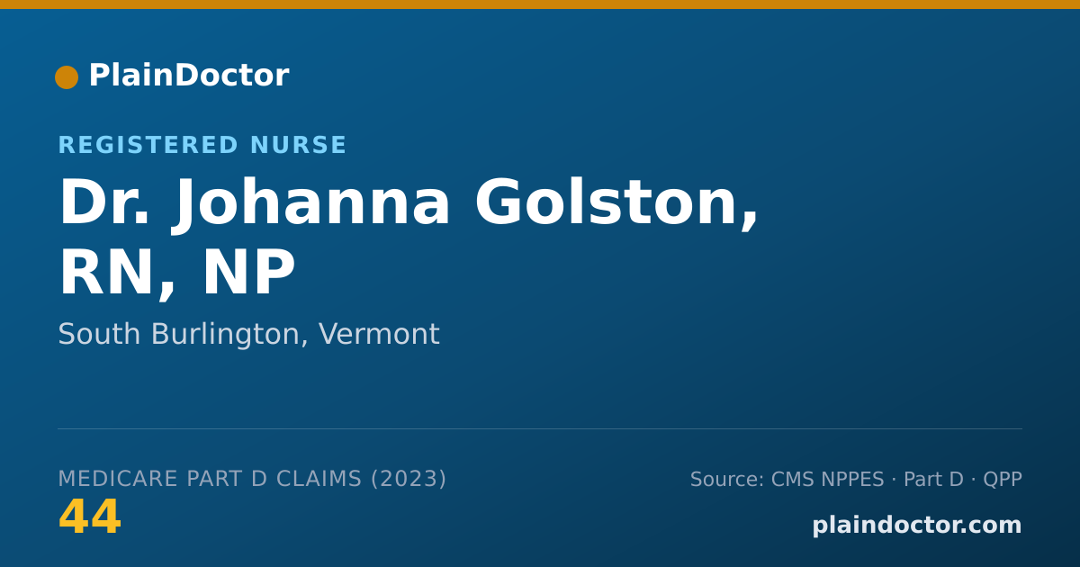 Shareable card for Johanna Golston, RN, NP - Registered Nurse, South Burlington, VT