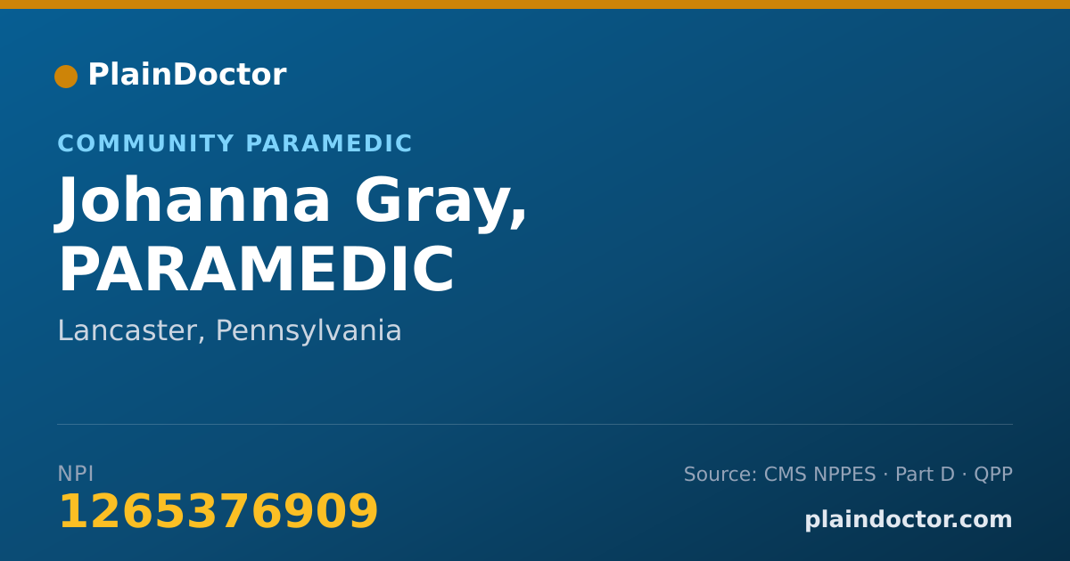 Shareable card for Johanna Gray, PARAMEDIC - Community Paramedic, Lancaster, PA