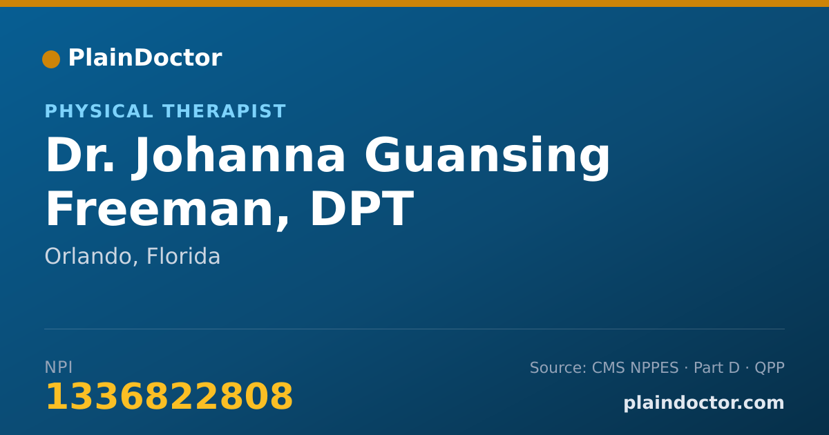 Shareable card for Johanna Guansing Freeman, DPT - Physical Therapist, Orlando, FL