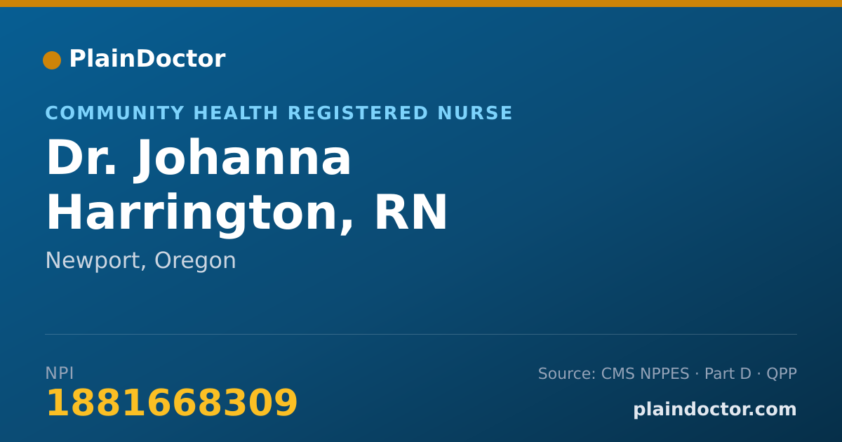 Shareable card for Johanna Harrington, RN - Community Health Registered Nurse, Newport, OR