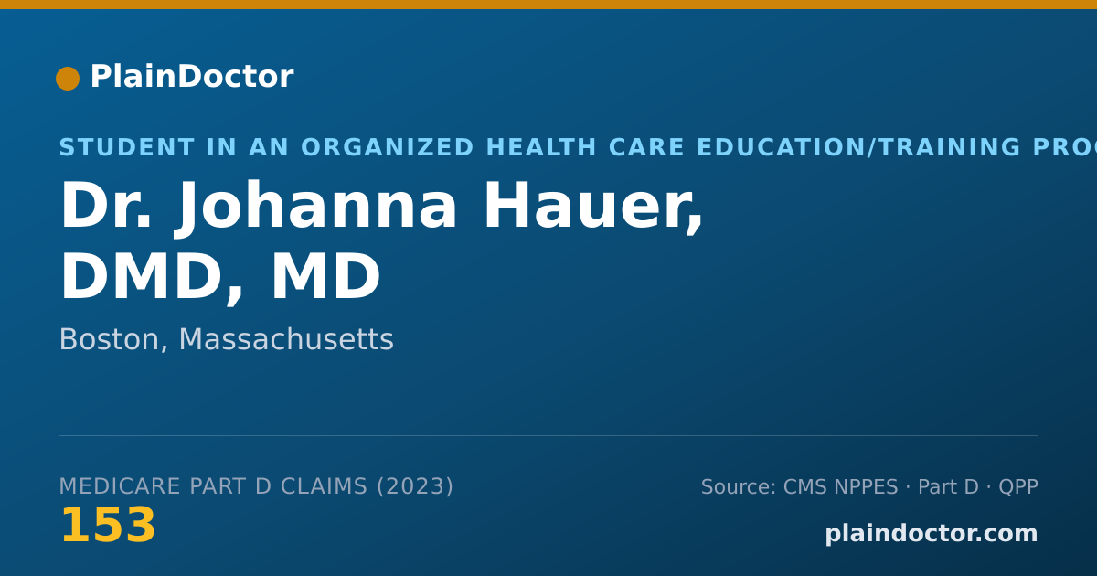 Shareable card for Johanna Hauer, DMD, MD - Student in an Organized Health Care Education/Training Program, Boston, MA