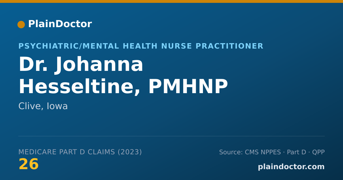 Shareable card for Johanna Hesseltine, PMHNP - Psychiatric/Mental Health Nurse Practitioner, Clive, IA