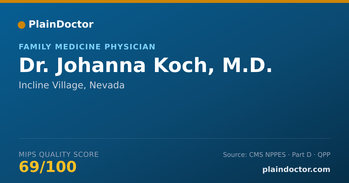 Shareable card for Johanna Koch, M.D. - Family Medicine Physician, Incline Village, NV