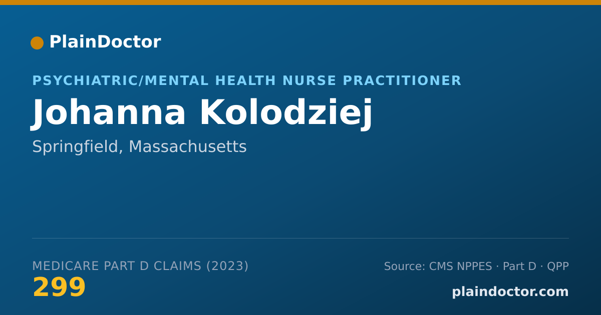 Shareable card for Johanna Kolodziej - Psychiatric/Mental Health Nurse Practitioner, Springfield, MA
