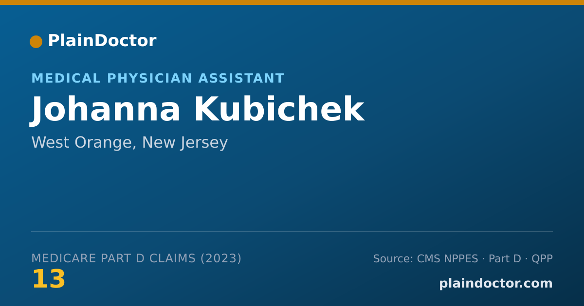 Shareable card for Johanna Kubichek - Medical Physician Assistant, West Orange, NJ