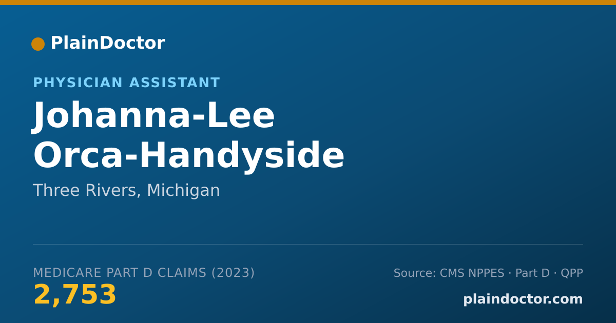Shareable card for Johanna-Lee Orca-Handyside - Physician Assistant, Three Rivers, MI