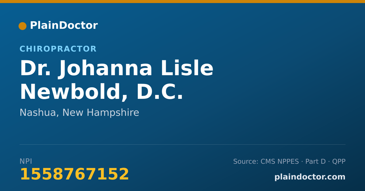 Shareable card for Johanna Lisle Newbold, D.C. - Chiropractor, Nashua, NH