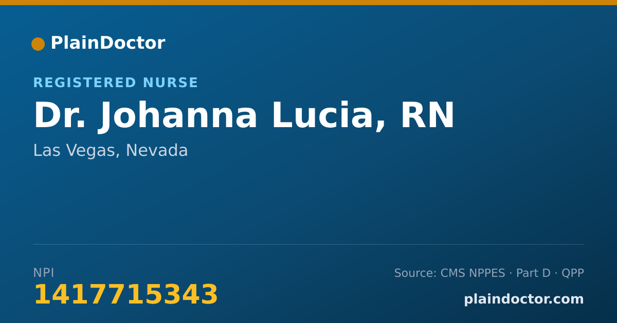 Shareable card for Johanna Lucia, RN - Registered Nurse, Las Vegas, NV