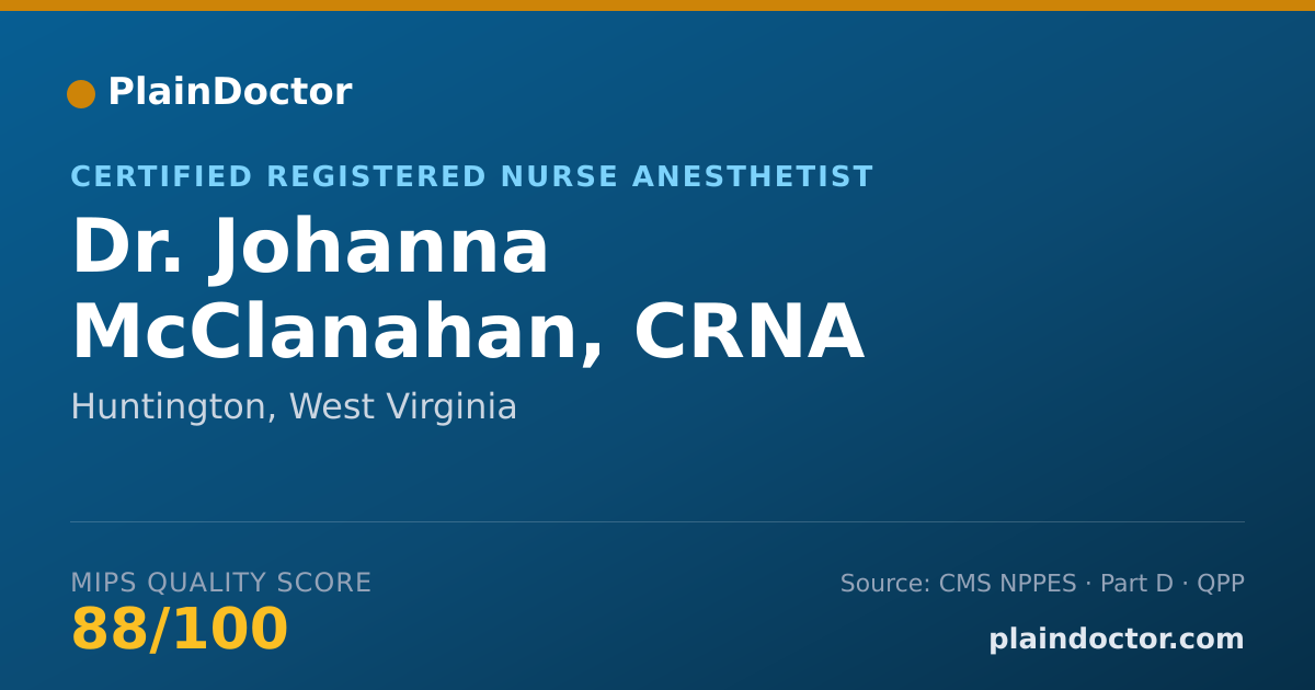 Shareable card for Johanna McClanahan, CRNA - Certified Registered Nurse Anesthetist, Huntington, WV
