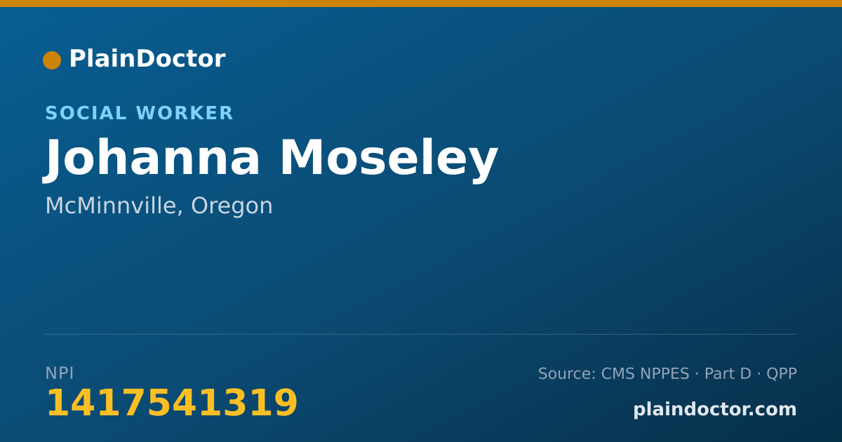 Shareable card for Johanna Moseley - Social Worker, McMinnville, OR