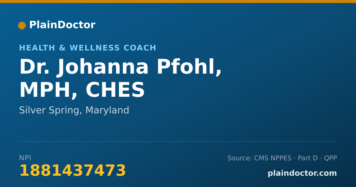 Shareable card for Johanna Pfohl, MPH, CHES - Health & Wellness Coach, Silver Spring, MD