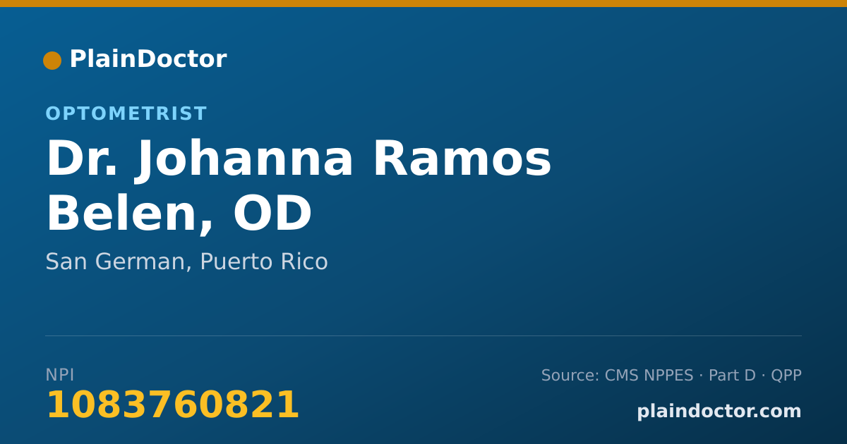 Shareable card for Johanna Ramos Belen, OD - Optometrist, San German, PR