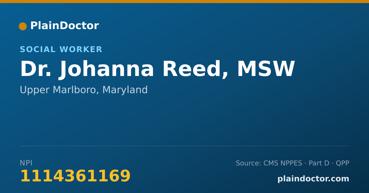 Shareable card for Johanna Reed, MSW - Social Worker, Upper Marlboro, MD