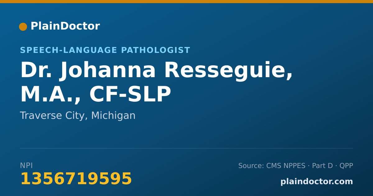Shareable card for Johanna Resseguie, M.A., CF-SLP - Speech-Language Pathologist, Traverse City, MI
