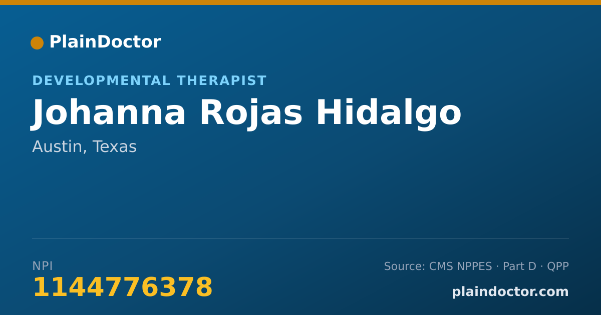Shareable card for Johanna Rojas Hidalgo - Developmental Therapist, Austin, TX