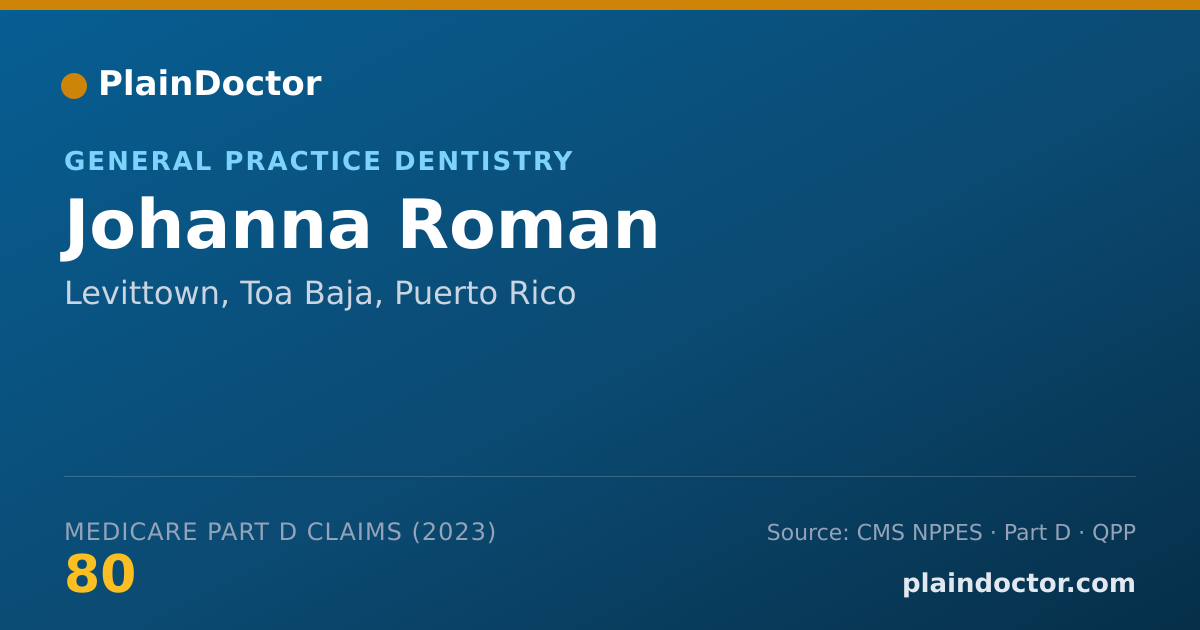 Shareable card for Johanna Roman - General Practice Dentistry, Levittown, Toa Baja, PR