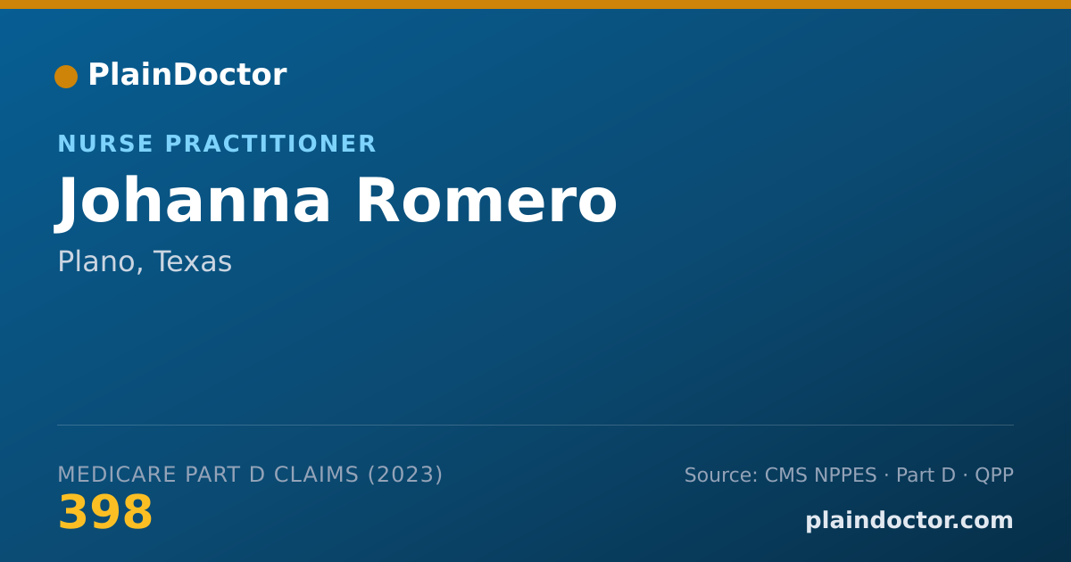 Shareable card for Johanna Romero - Nurse Practitioner, Plano, TX