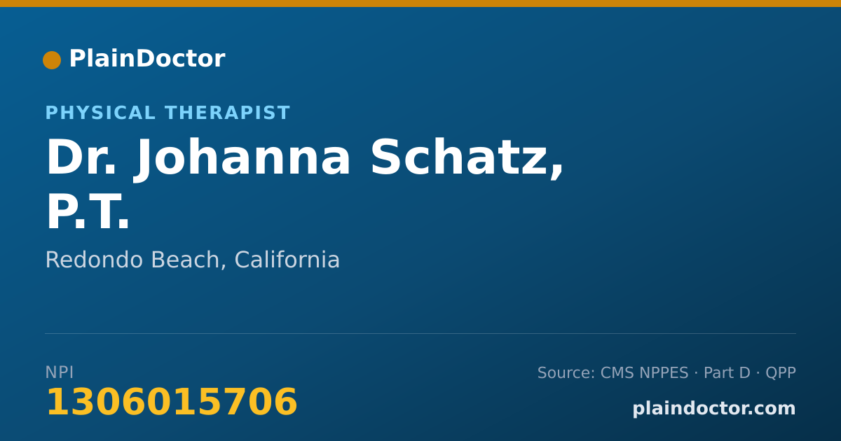 Shareable card for Johanna Schatz, P.T. - Physical Therapist, Redondo Beach, CA