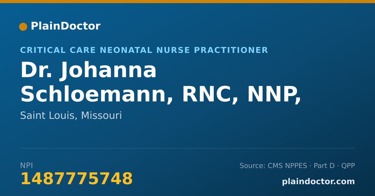 Shareable card for Johanna Schloemann, RNC, NNP, BC PNP - Critical Care Neonatal Nurse Practitioner, Saint Louis, MO