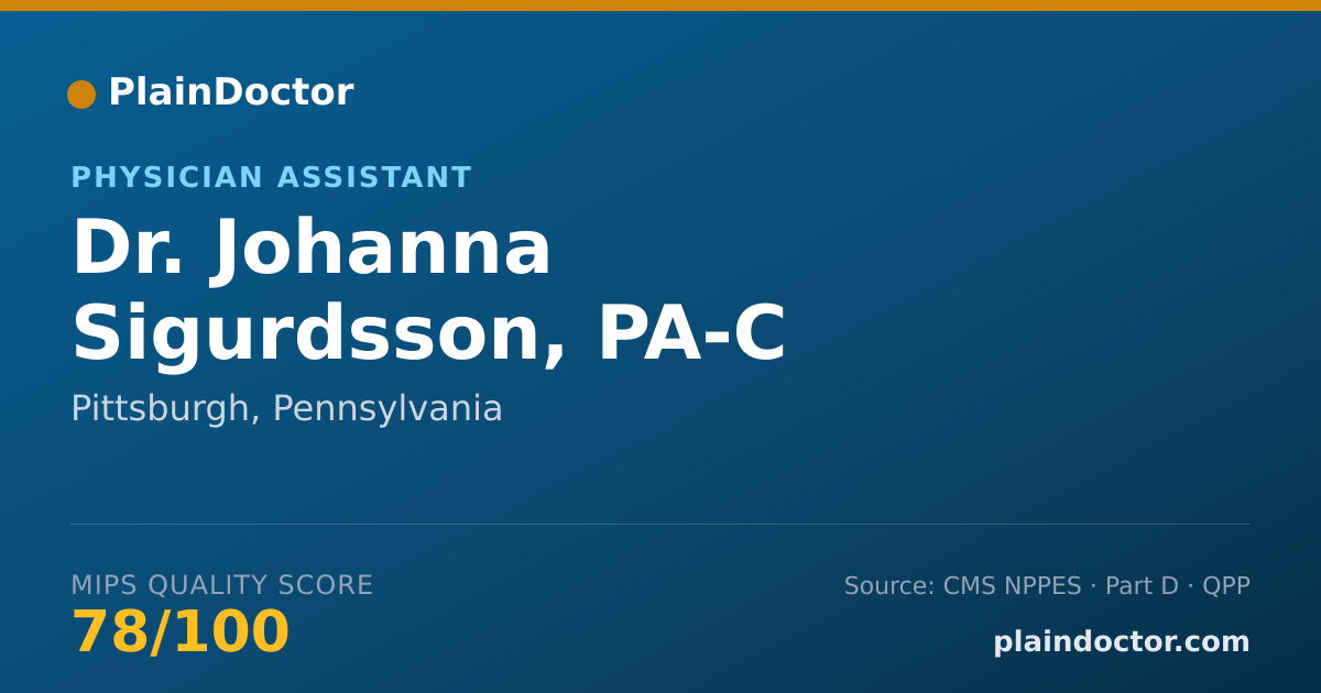 Shareable card for Johanna Sigurdsson, PA-C - Physician Assistant, Pittsburgh, PA