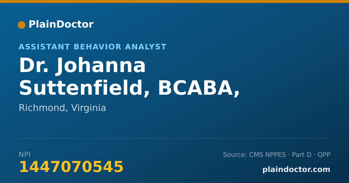 Shareable card for Johanna Suttenfield, BCABA, LABA - Assistant Behavior Analyst, Richmond, VA