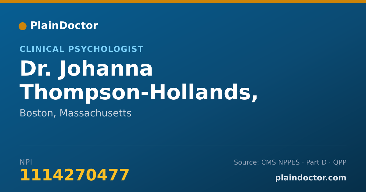 Shareable card for Johanna Thompson-Hollands, PH.D. - Clinical Psychologist, Boston, MA