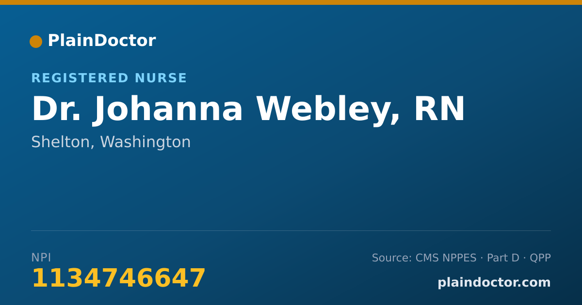 Shareable card for Johanna Webley, RN - Registered Nurse, Shelton, WA