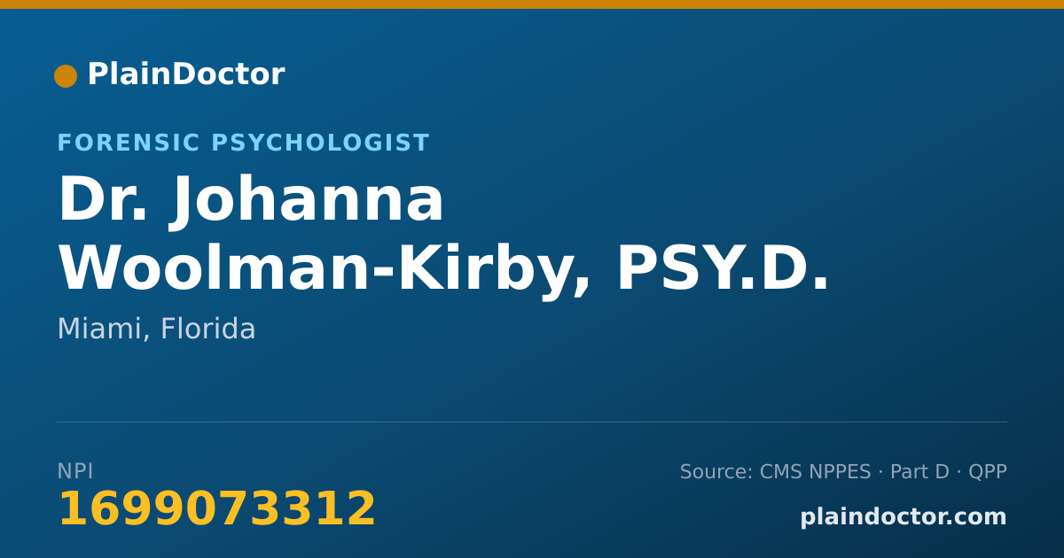 Shareable card for Johanna Woolman-Kirby, PSY.D. - Forensic Psychologist, Miami, FL