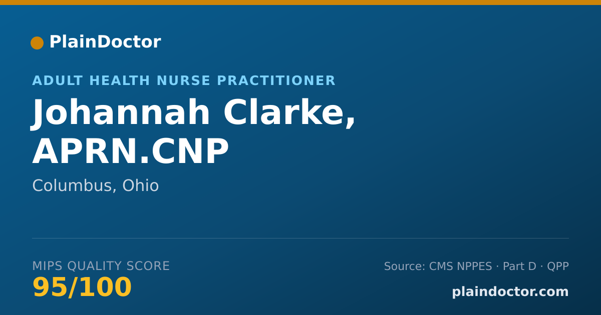 Shareable card for Johannah Clarke, APRN.CNP - Adult Health Nurse Practitioner, Columbus, OH