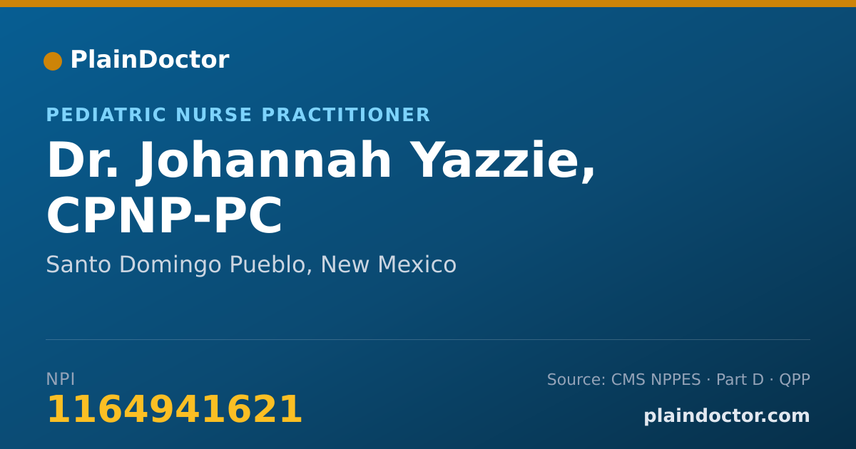 Shareable card for Johannah Yazzie, CPNP-PC - Pediatric Nurse Practitioner, Santo Domingo Pueblo, NM