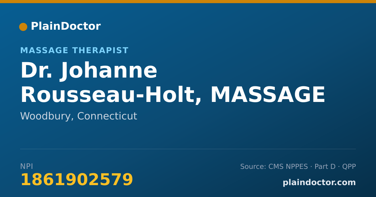 Shareable card for Johanne Rousseau-Holt, MASSAGE THERAPIST - Massage Therapist, Woodbury, CT