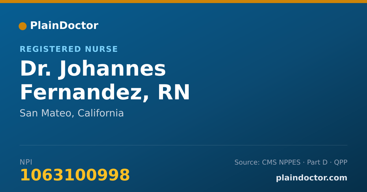 Shareable card for Johannes Fernandez, RN - Registered Nurse, San Mateo, CA