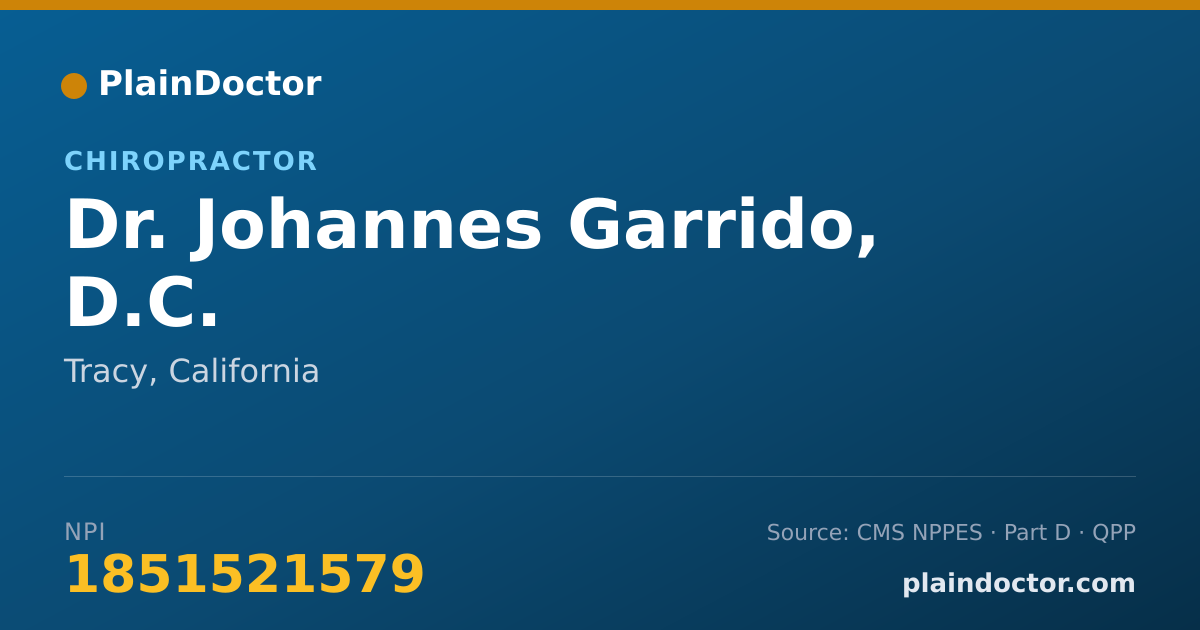 Shareable card for Johannes Garrido, D.C. - Chiropractor, Tracy, CA