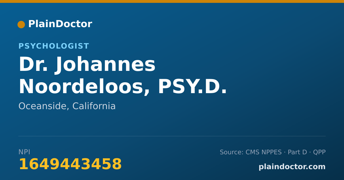 Shareable card for Johannes Noordeloos, PSY.D. - Psychologist, Oceanside, CA