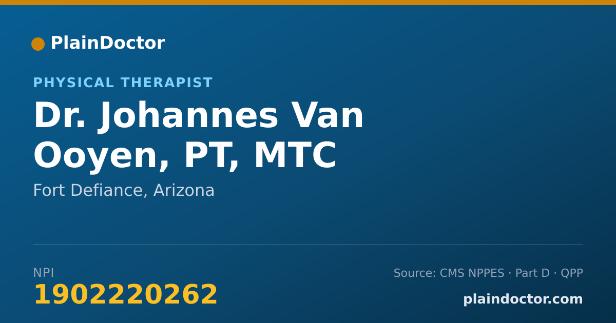 Shareable card for Johannes Van Ooyen, PT, MTC - Physical Therapist, Fort Defiance, AZ
