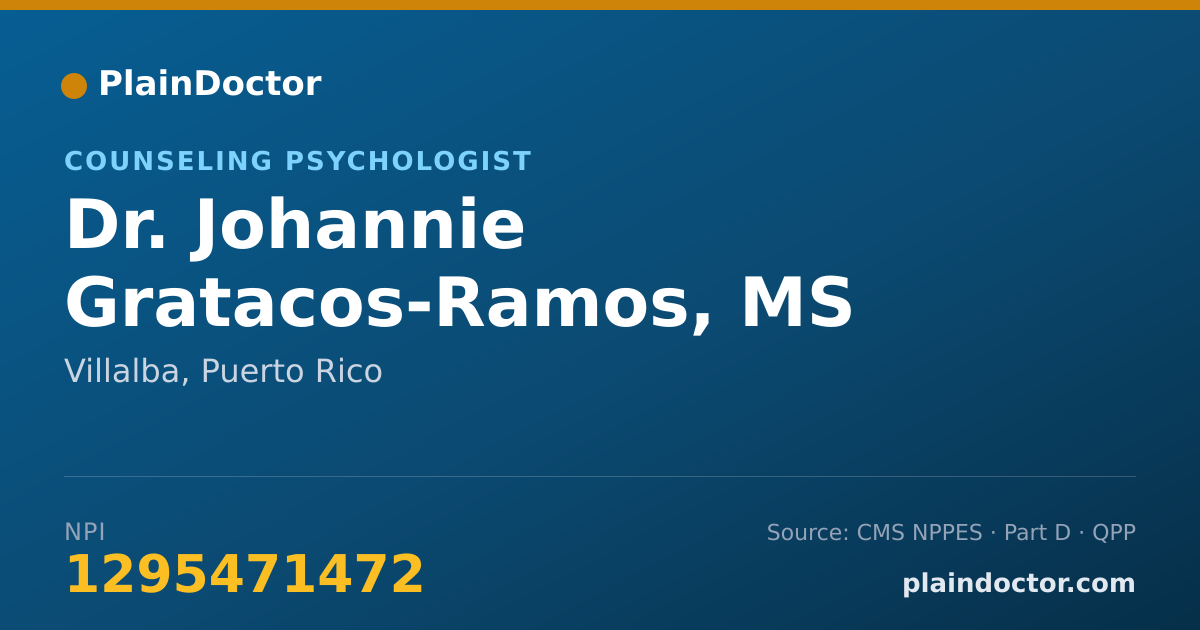 Shareable card for Johannie Gratacos-Ramos, MS - Counseling Psychologist, Villalba, PR